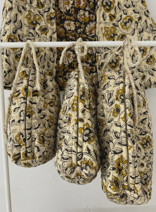 Beige Printed Pouches