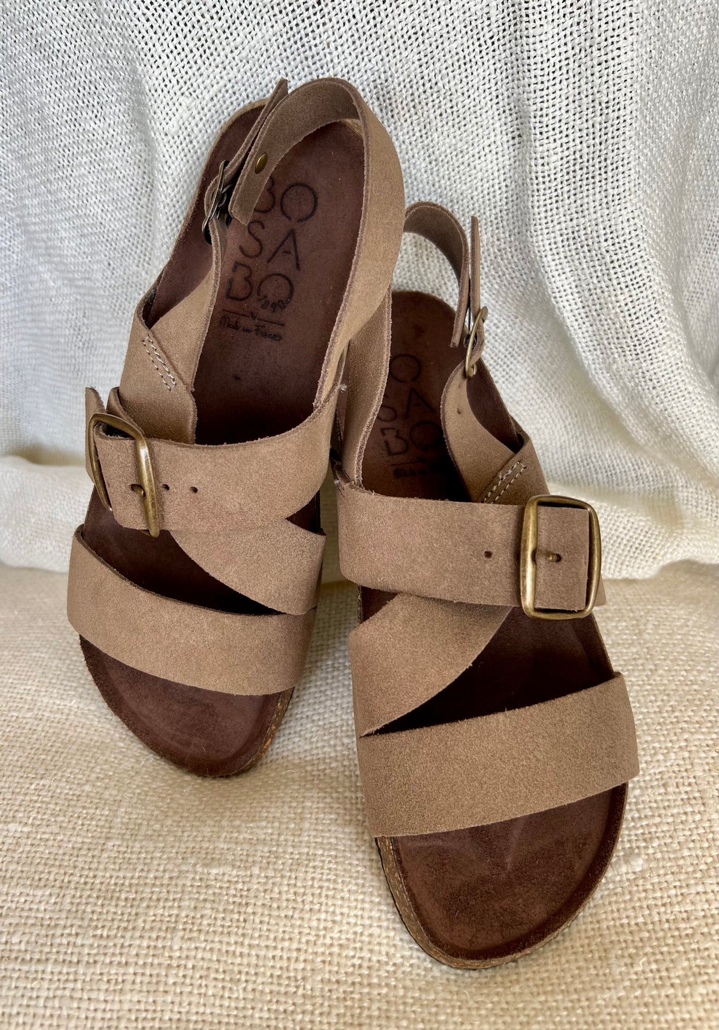 Taupe Suede Slides