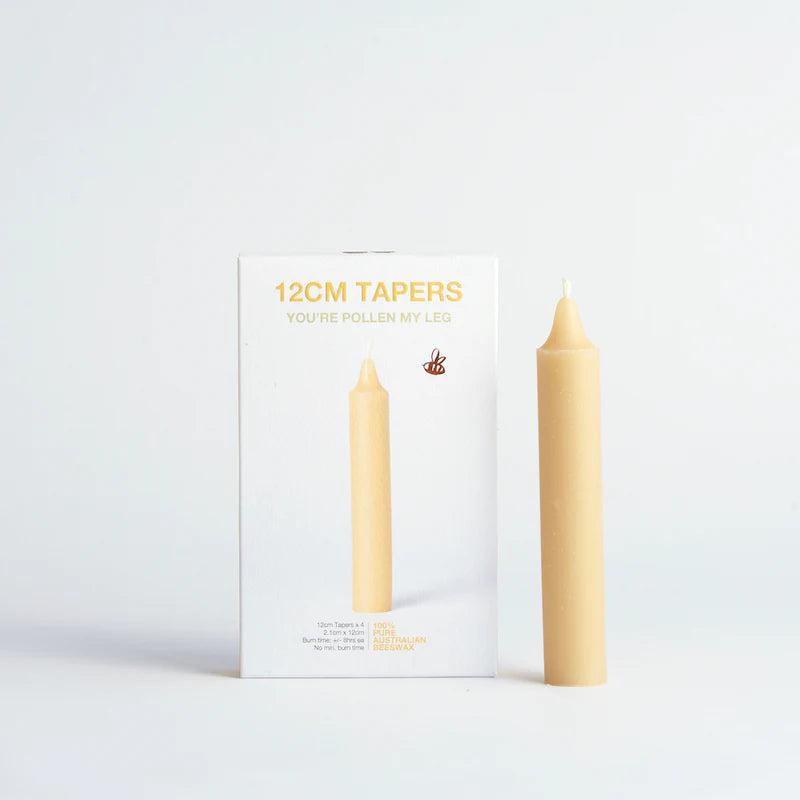 Queen B Beeswax Dinner Tapers 12cm
