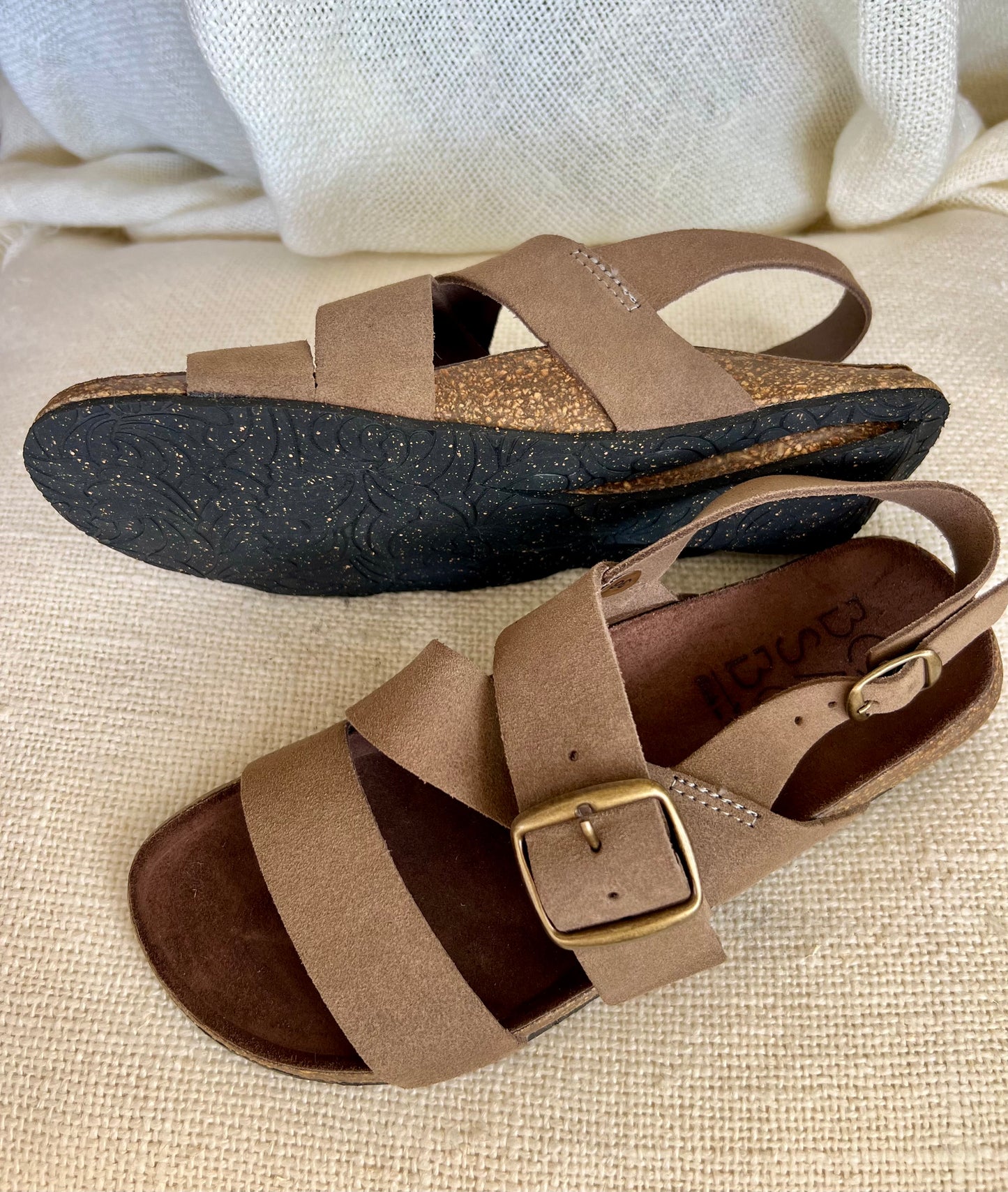 Taupe Suede Slides