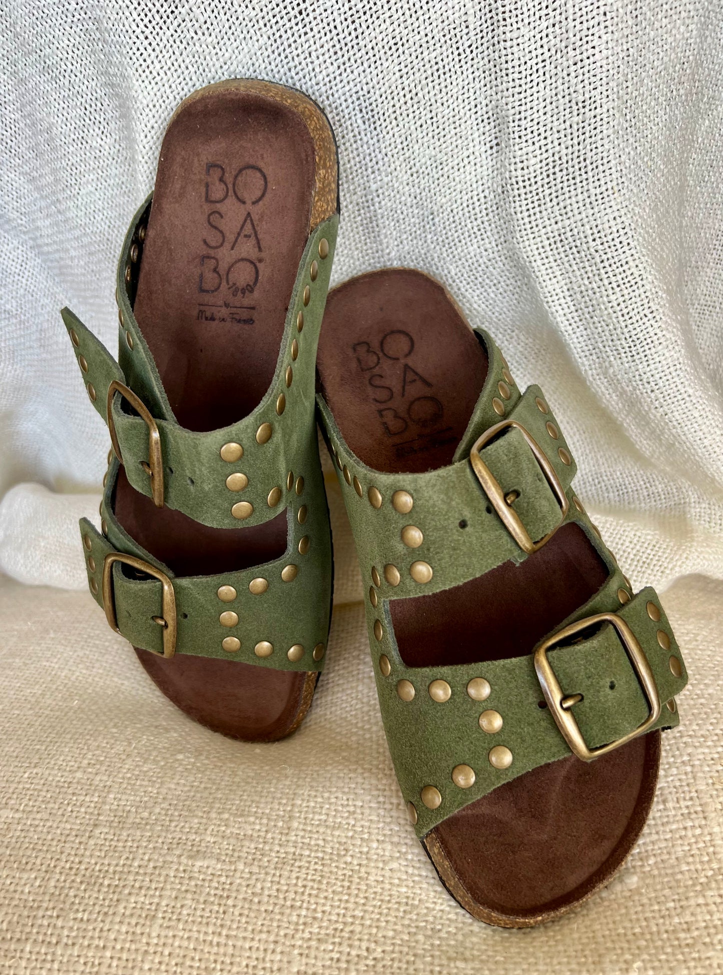 Khaki Suede Slides