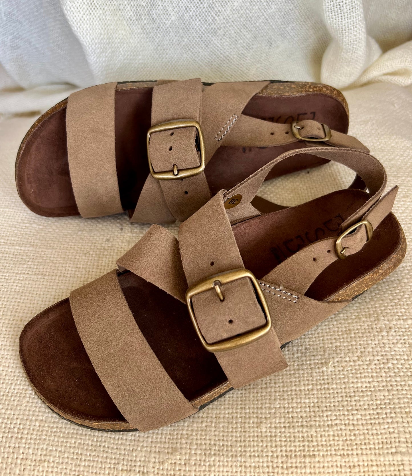 Taupe Suede Slides