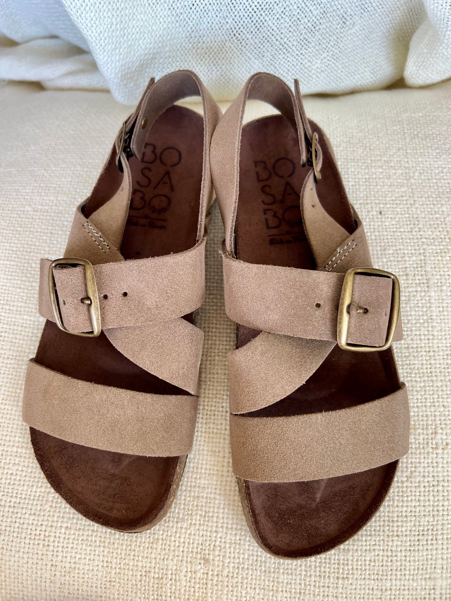 Taupe Suede Slides