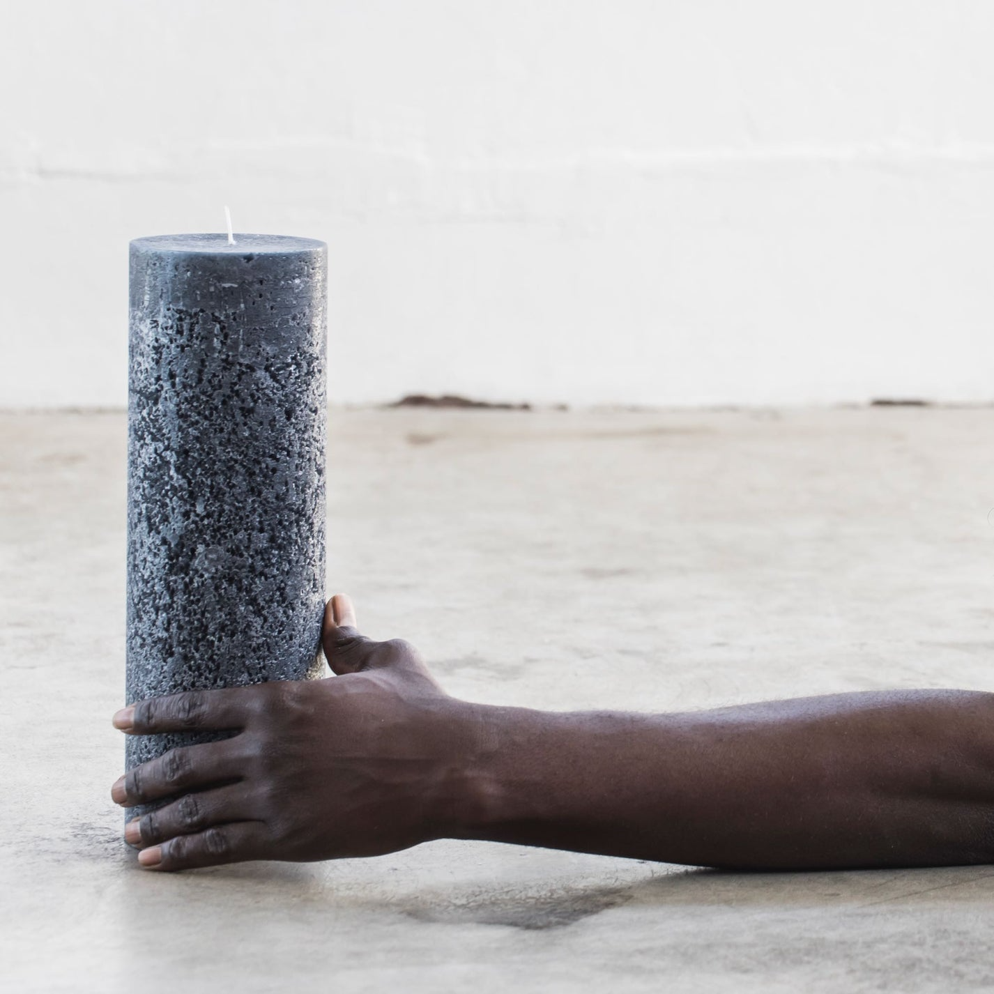 Textured Pillar Candle - Black XL
