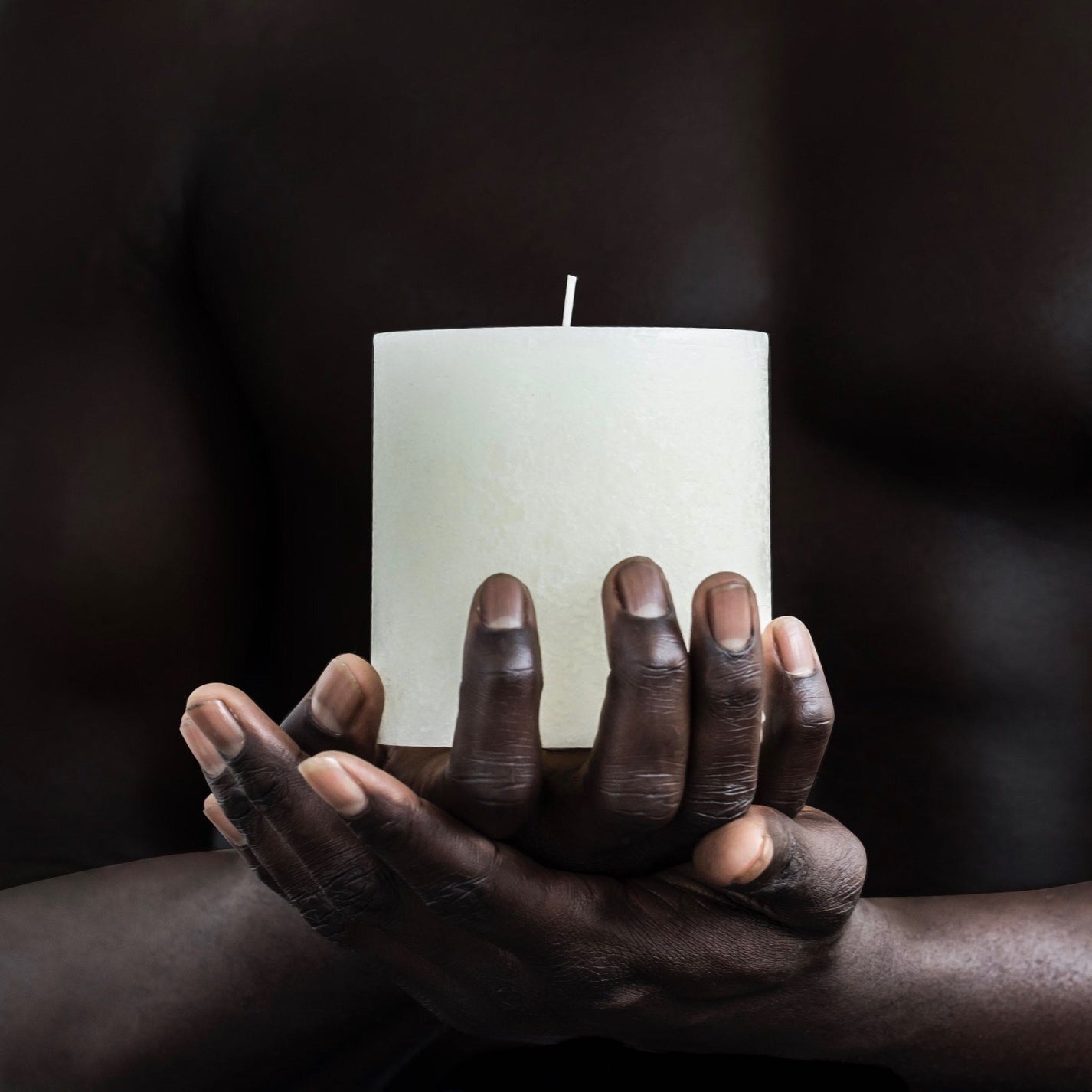 Textured XL Pillar Candle - Warm White