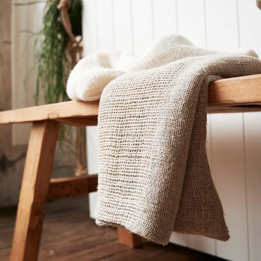 Mayla Hand Loom Woven Linen Towel Natural