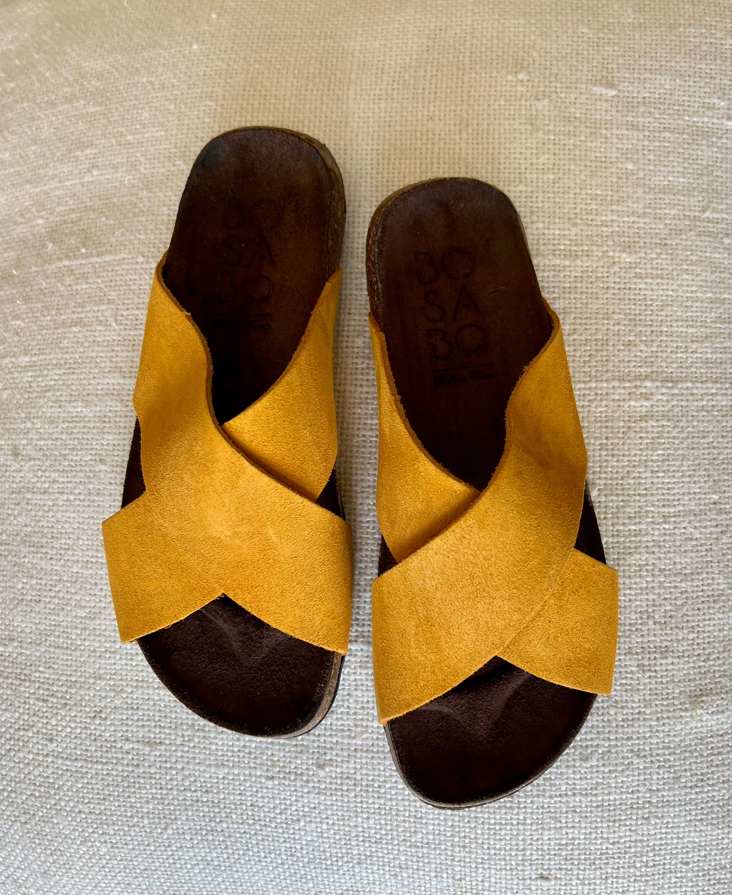 Bosabo Suede Slides - Ocre Yellow