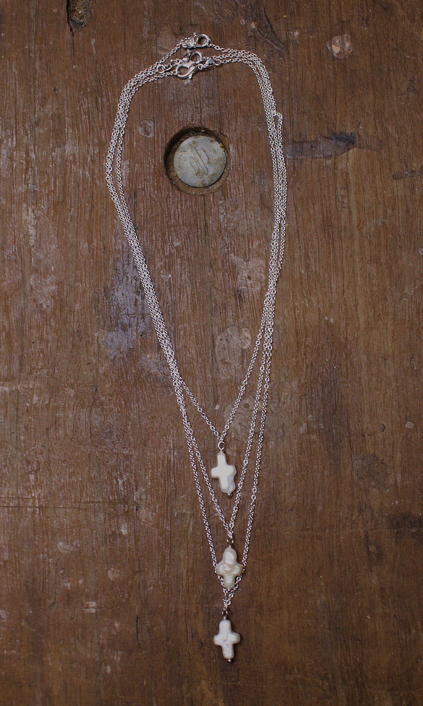 Freshwater pearl cross necklace 925 sterling silver