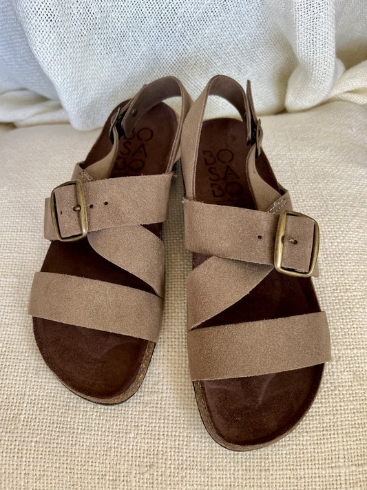 Taupe Suede Slides