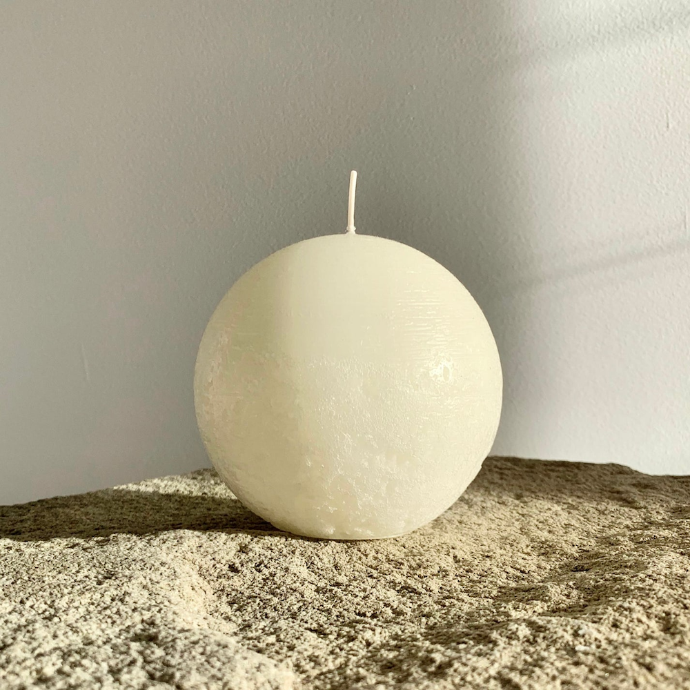Textured Sphere Candle - Rustic White