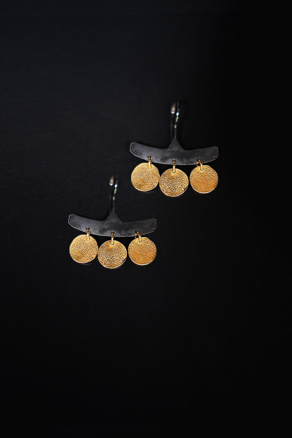 Oxidised Silver & Gold Charm Earrings