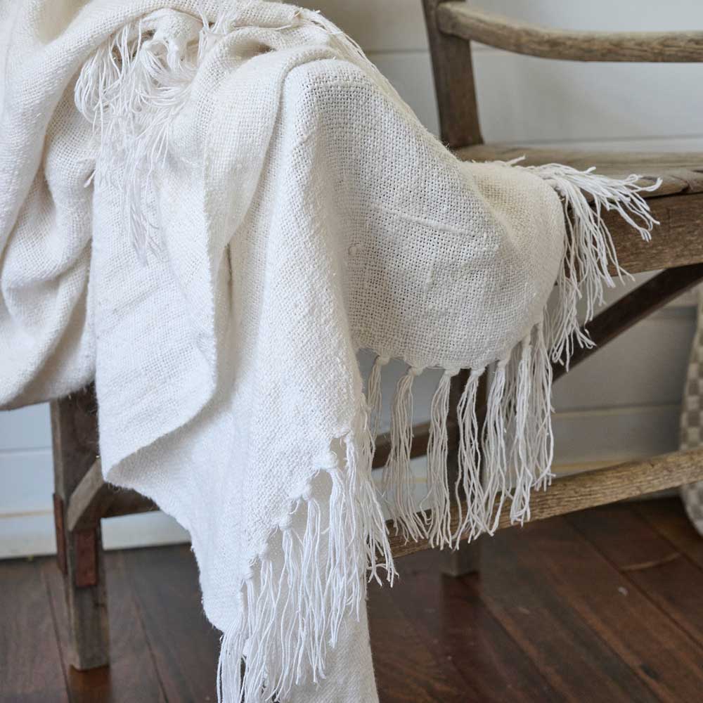 Bedouin Linen Throw Ivory