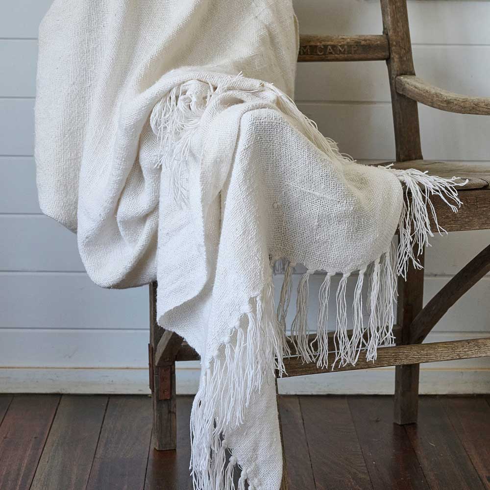 Bedouin Linen Throw Ivory