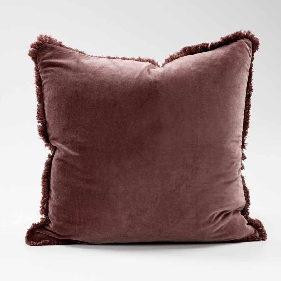 Lynette Boho Velvet Cushion - Chocolate