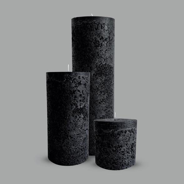 Textured Pillar Candle - Black XL