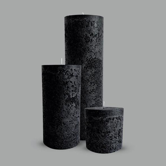 Textured Pillar Candle - Black XL