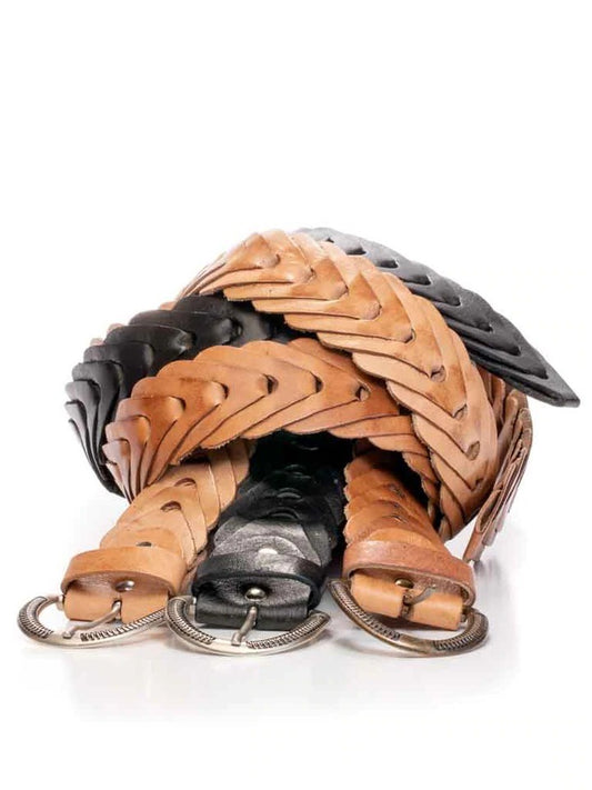Cobra Chain Leather Belt - Horseshoe