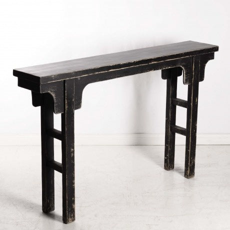 Black Distressed Elm Console