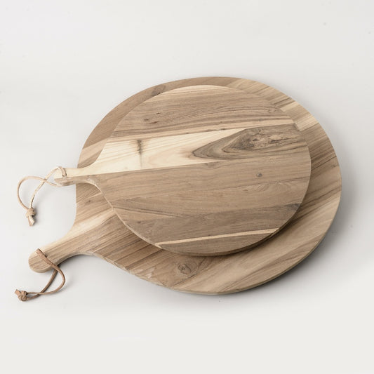 Round Bread Board with Leather Rope
