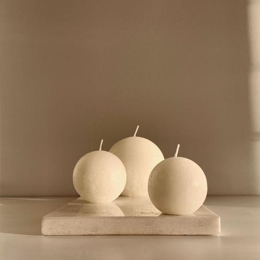 Textured Sphere Candle - Rustic White