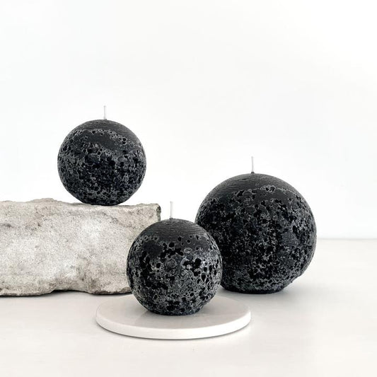 Textured Sphere Candle - Black