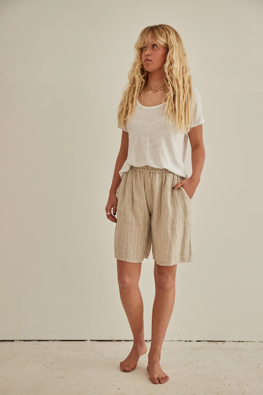 Kutti Striped Linen Shorts