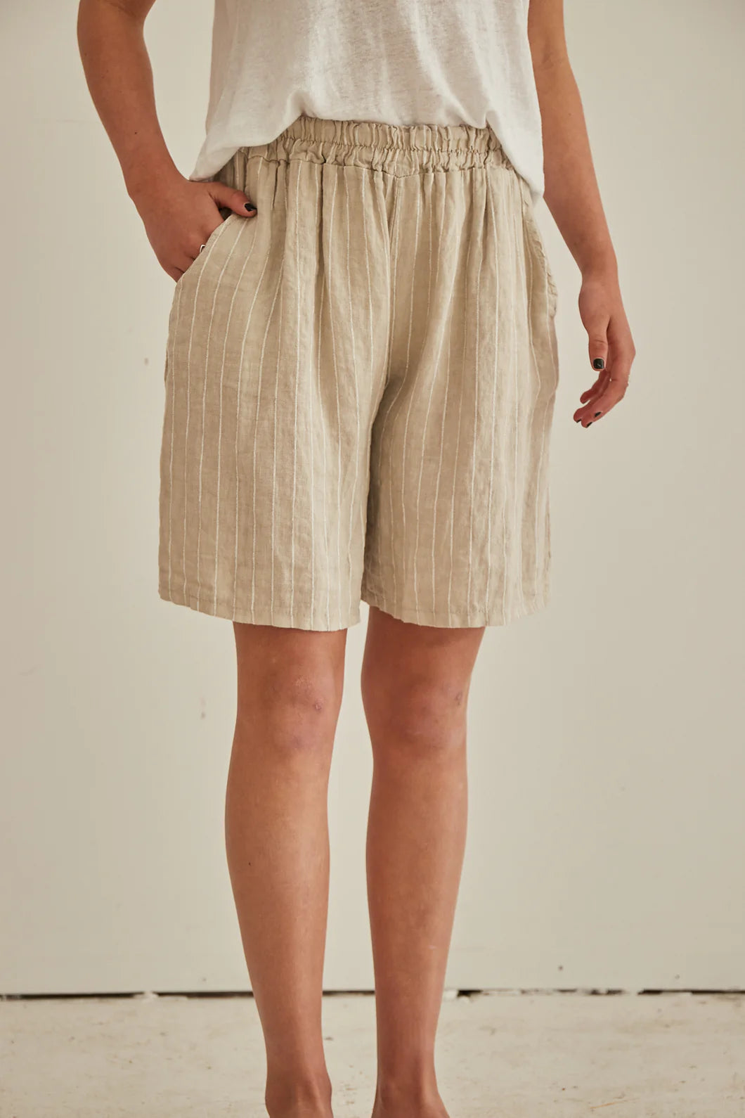 Kutti Striped Linen Shorts