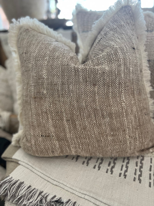 Textured Cushion with Fringe