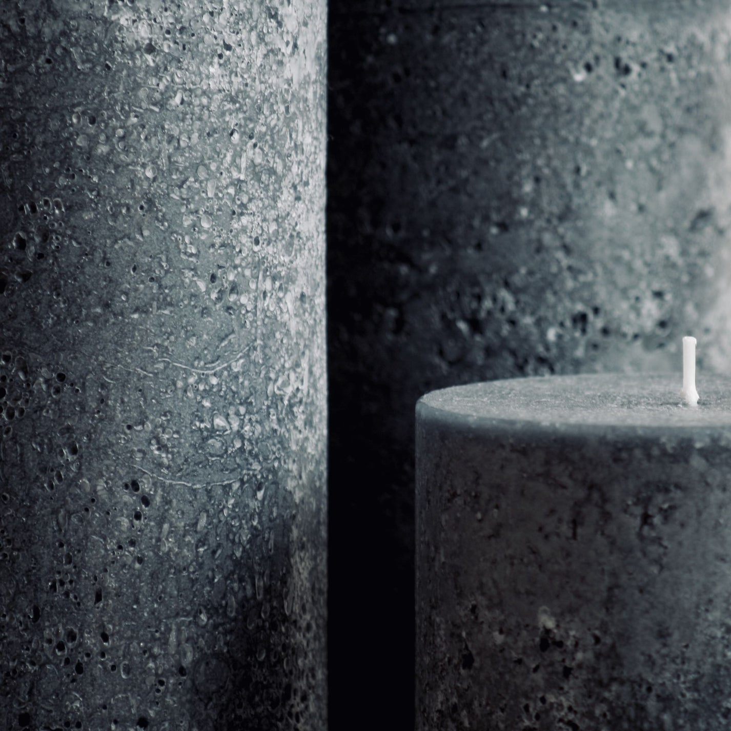 Textured Pillar Candle - Charcoal