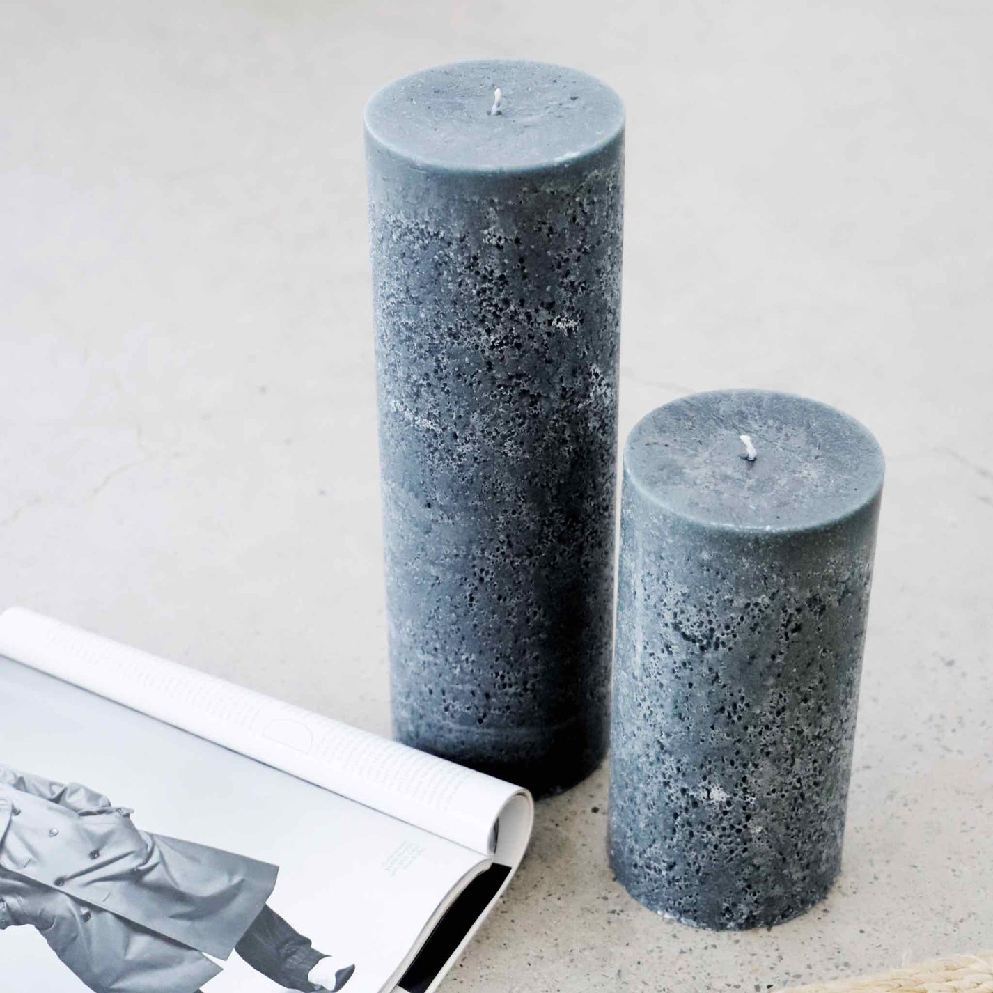 Textured Pillar Candle - Charcoal