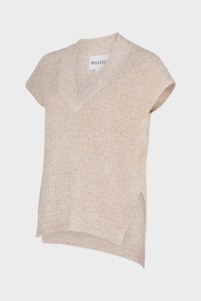 Oat Ribbed Knitted Vest