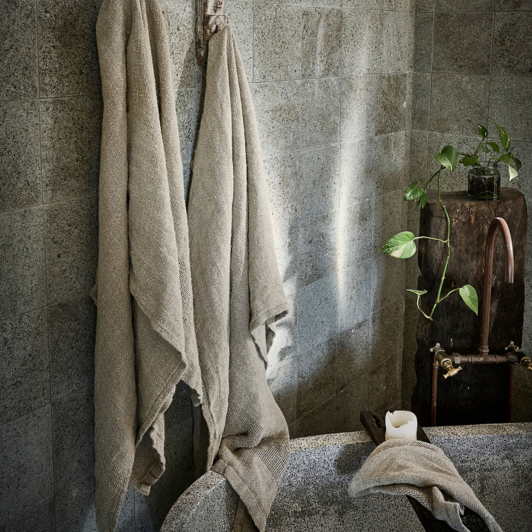 Mayla Hand Loom Woven Linen Towel Natural