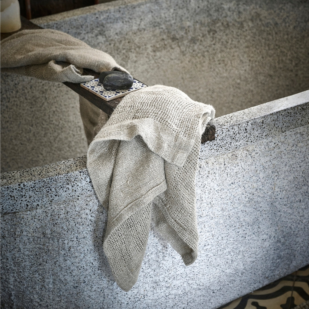 Mayla Hand Loomed Linen Hand Towel - Natural