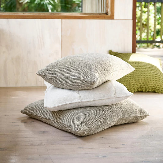 Verdure Linen Cushion - Natural/Green