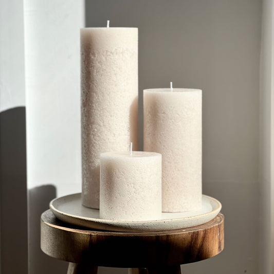 Textured Pillar Candle - Sandstone
