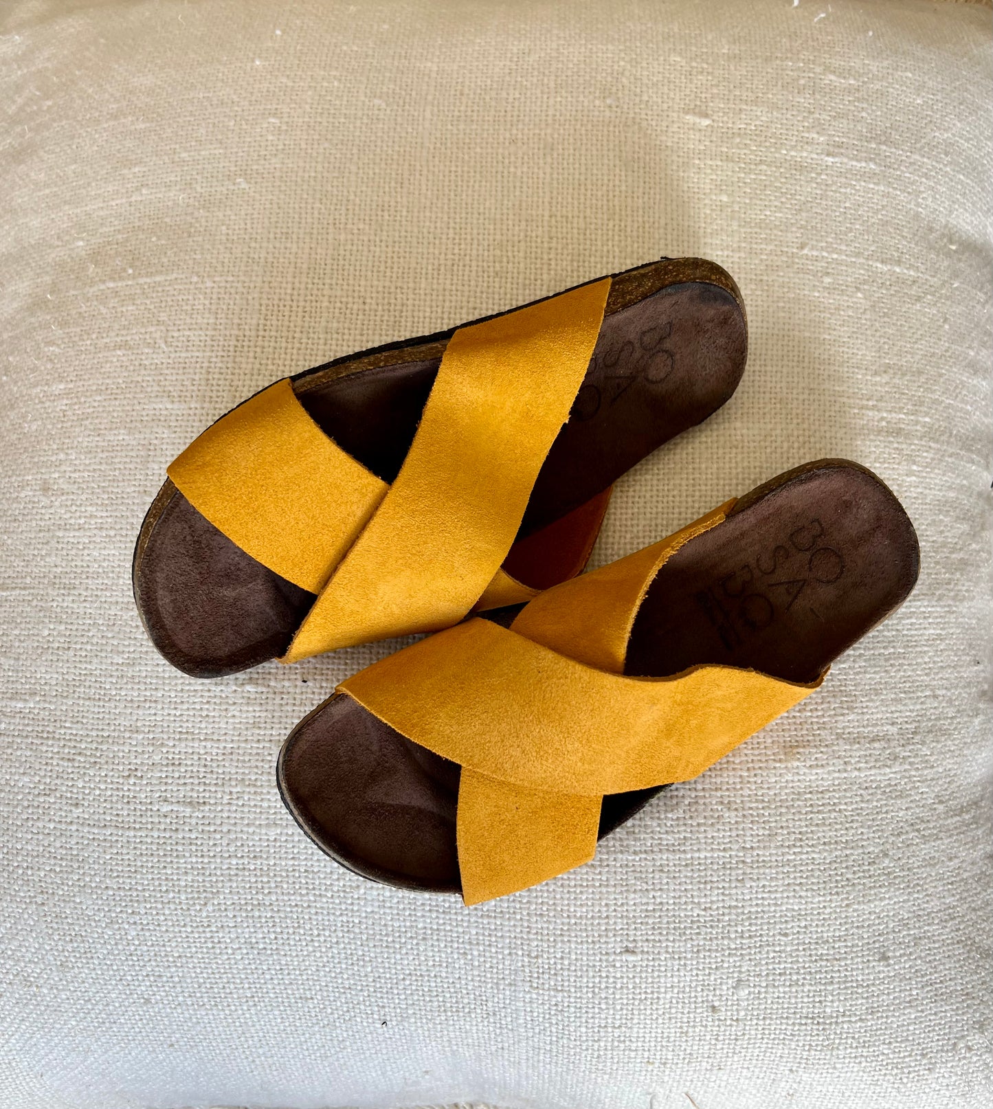 Bosabo Suede Slides - Ocre Yellow
