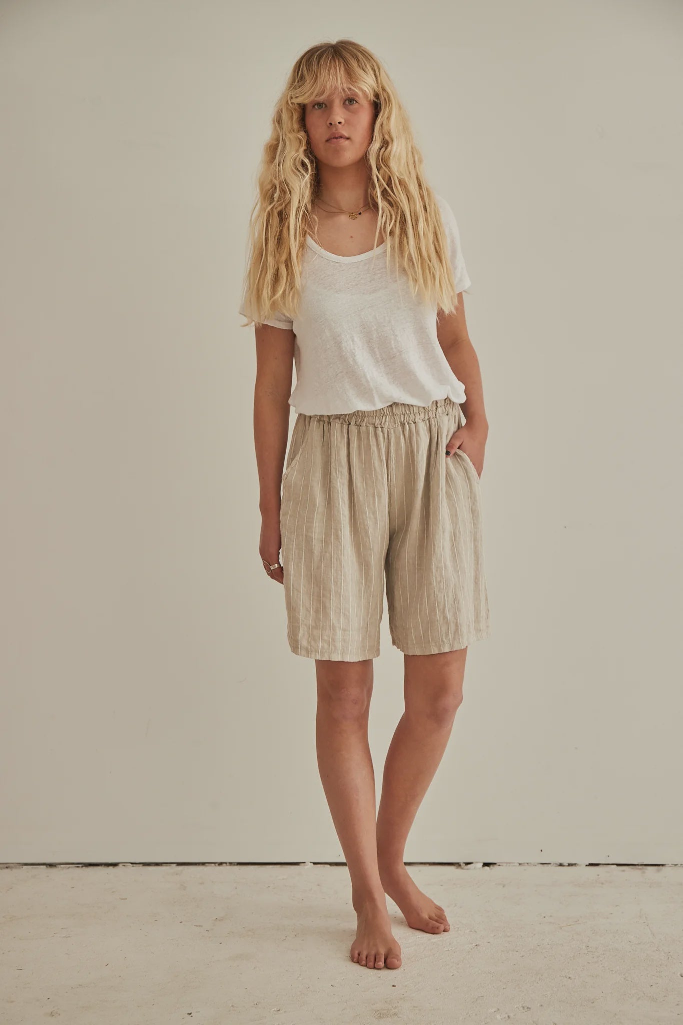 Kutti Striped Linen Shorts