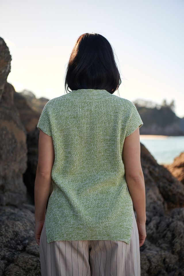 Green Twisted Ribbed Knitted Vest