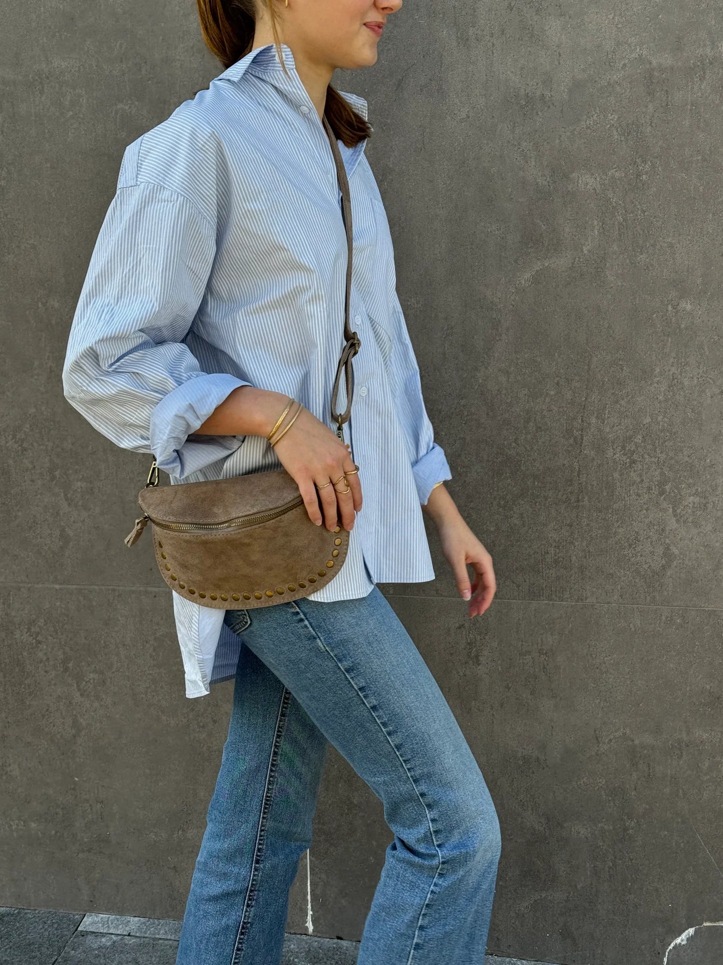 Suede Bumbag with Studs