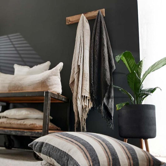 Bedouin Linen Throw Black