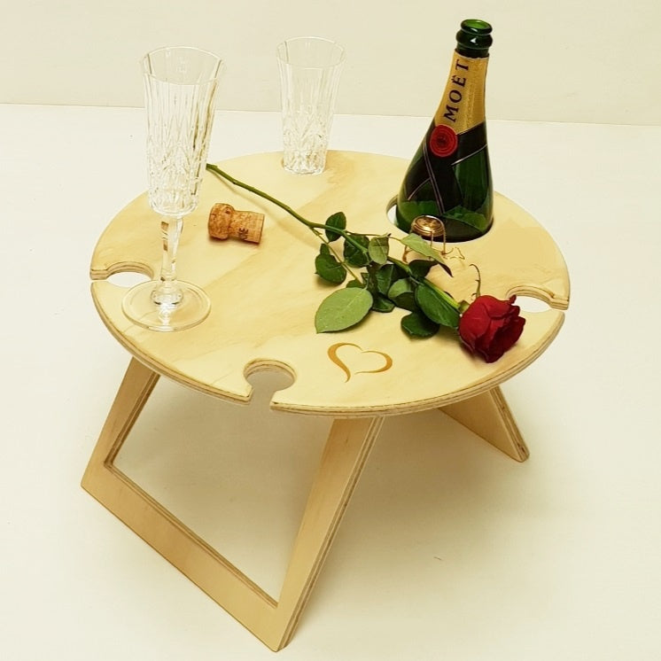 Folding Natural Picnic Table - Round