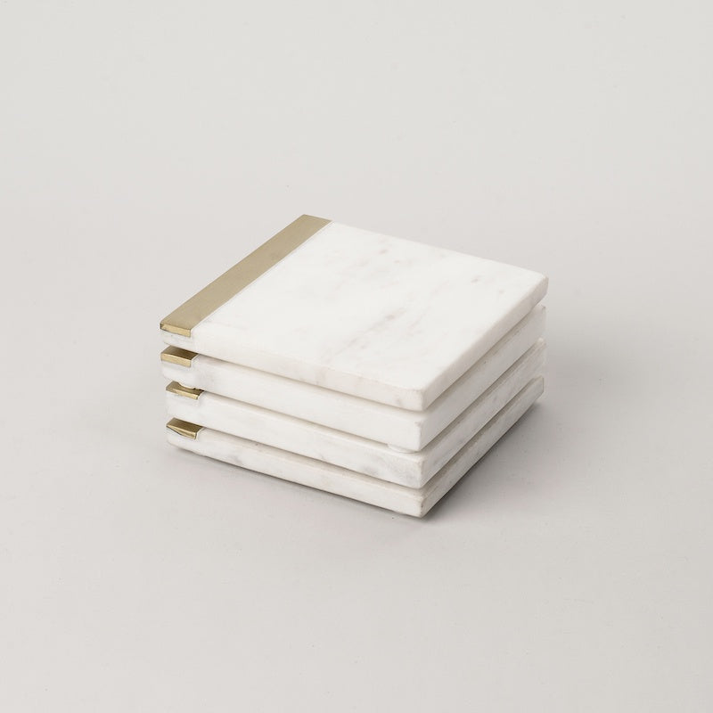 Marble Coasters with Brass Edge