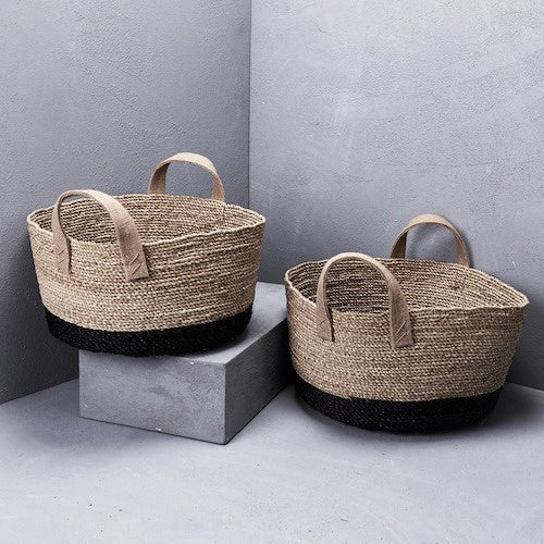 Contrast Basket with Hessian Handles